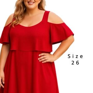 Grace Red Glitter Cold Shoulder Blouse US 22 UK 26 Plus Size Party Top